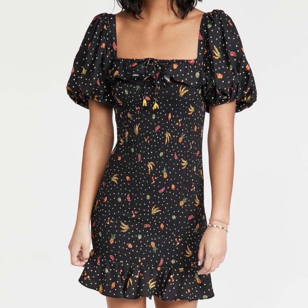 Farm Rio Tiny Fruits Smocked Mini Dress